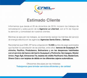 CNEL EP impulsa mejoras en Agencia La Libertad