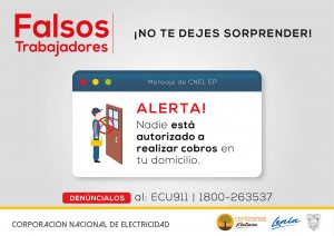 CNEL EP solicita a la ciudadanía denunciar a falsos trabajadores