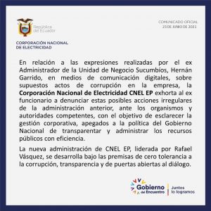 CNEL EP: Comunicado Oficial