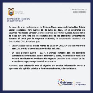 Comunicado Oficial 15 de Julio